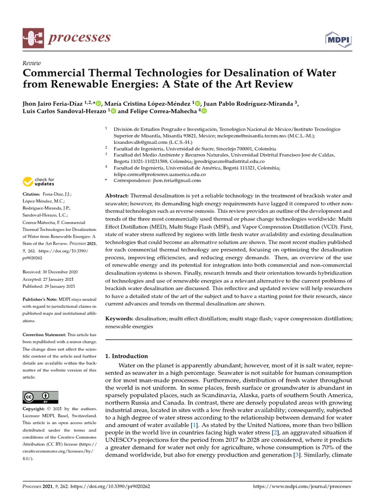 processes-09-00262-v4 | PDF | Desalination | Membrane