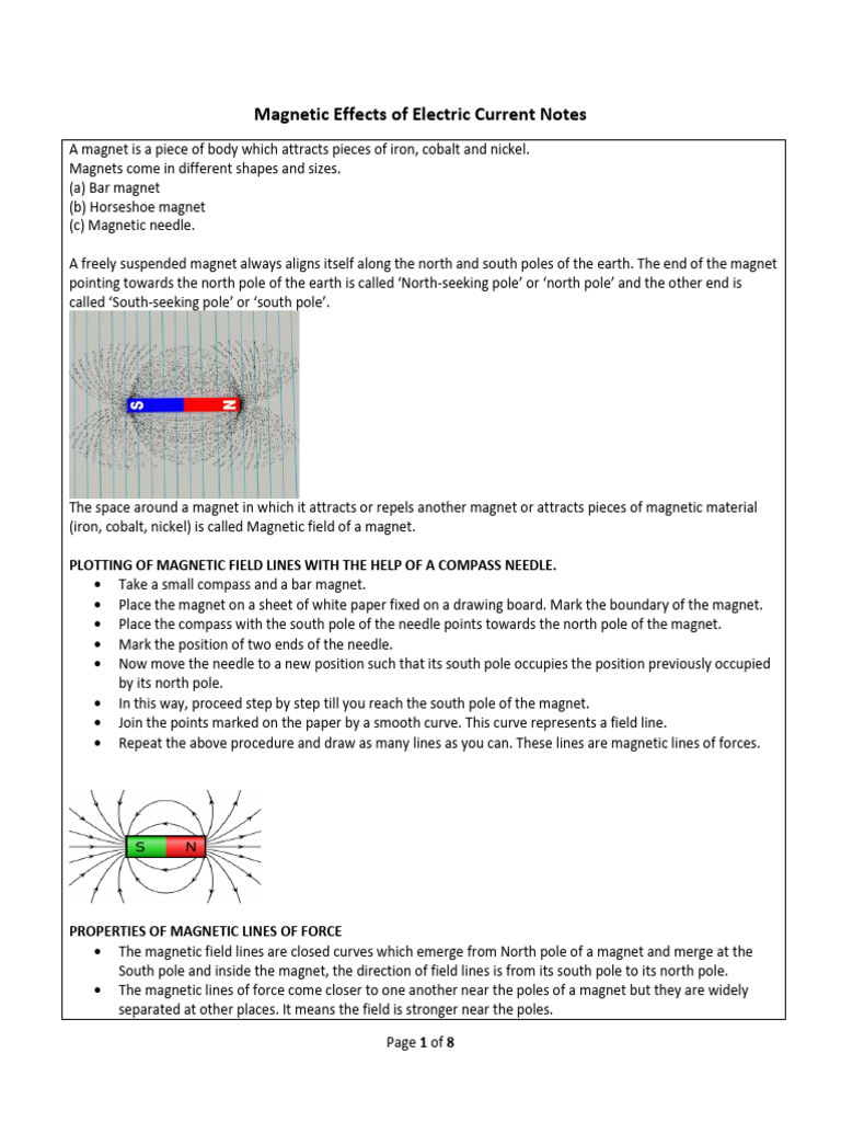 Magnetic Effects of Electric Current Notes | PDF | Alternating Current ...
