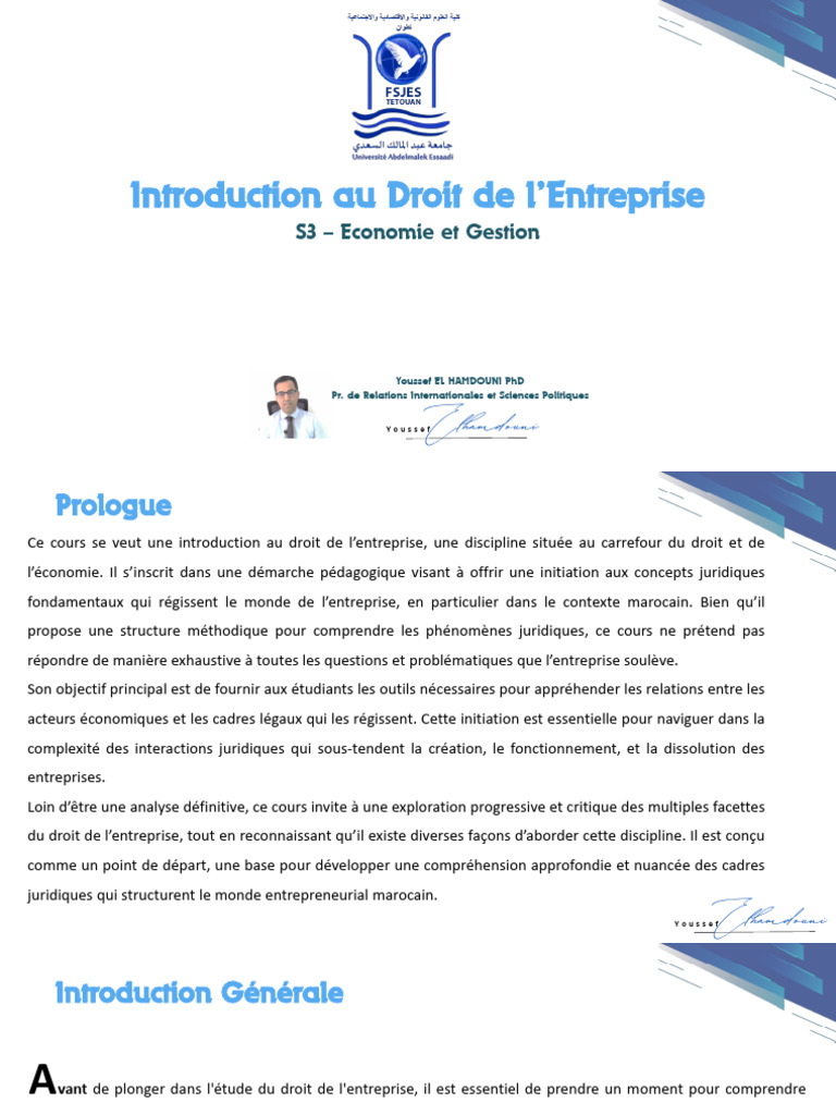 Introduction au Droit de l’Entreprise | PDF | Systèmes judiciaires | Loi