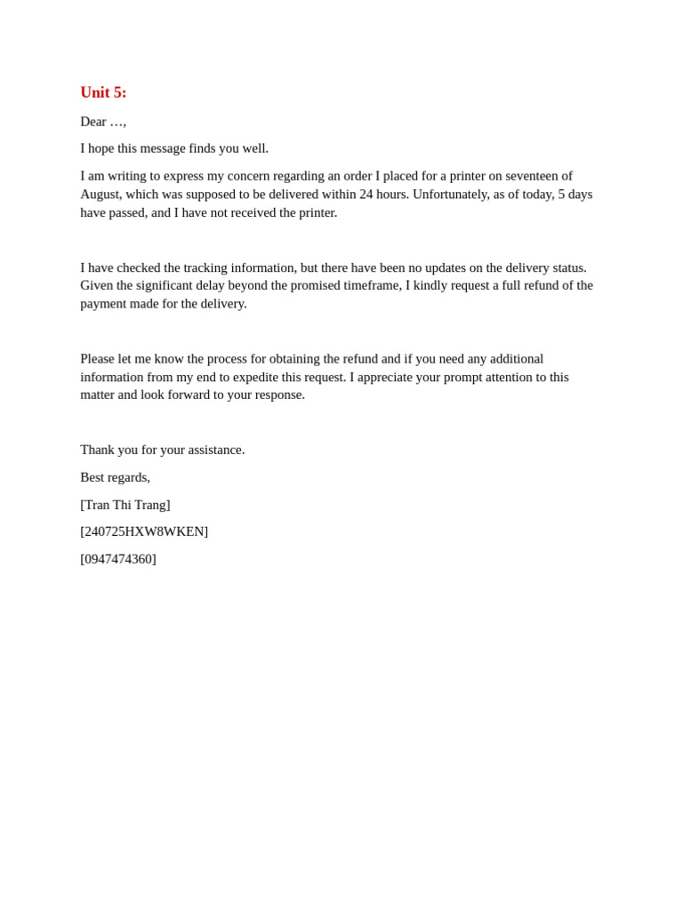 Unit 5 Email | PDF