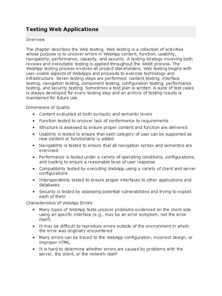 A Comprehensive Guide to Testing Web Applications | PDF | Dynamic Web ...