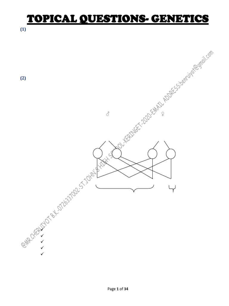 Genetics Exam Questions | PDF | Genotype | Dominance (Genetics)