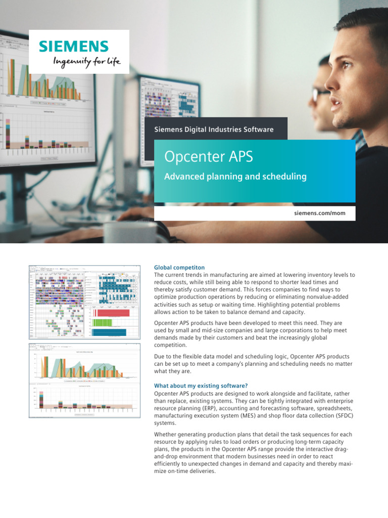 Siemens SW Opcenter APS Advanced Planning and Scheduling Flyer | PDF ...