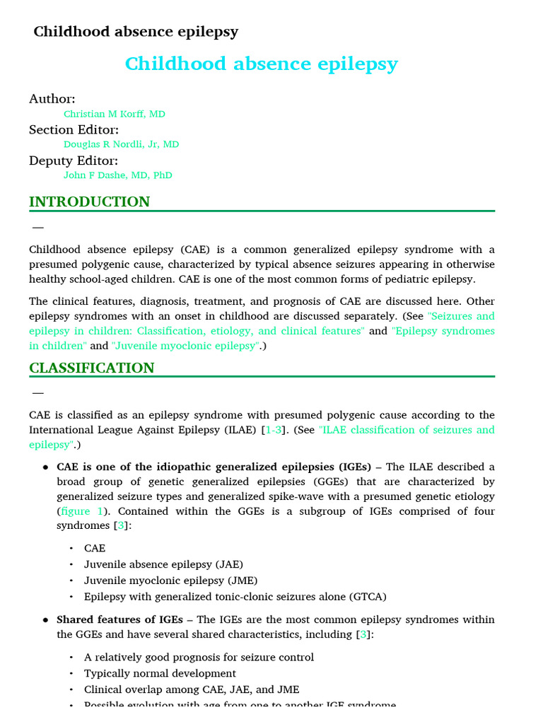 Understanding Childhood Absence Epilepsy | PDF | Epilepsy | Attention ...