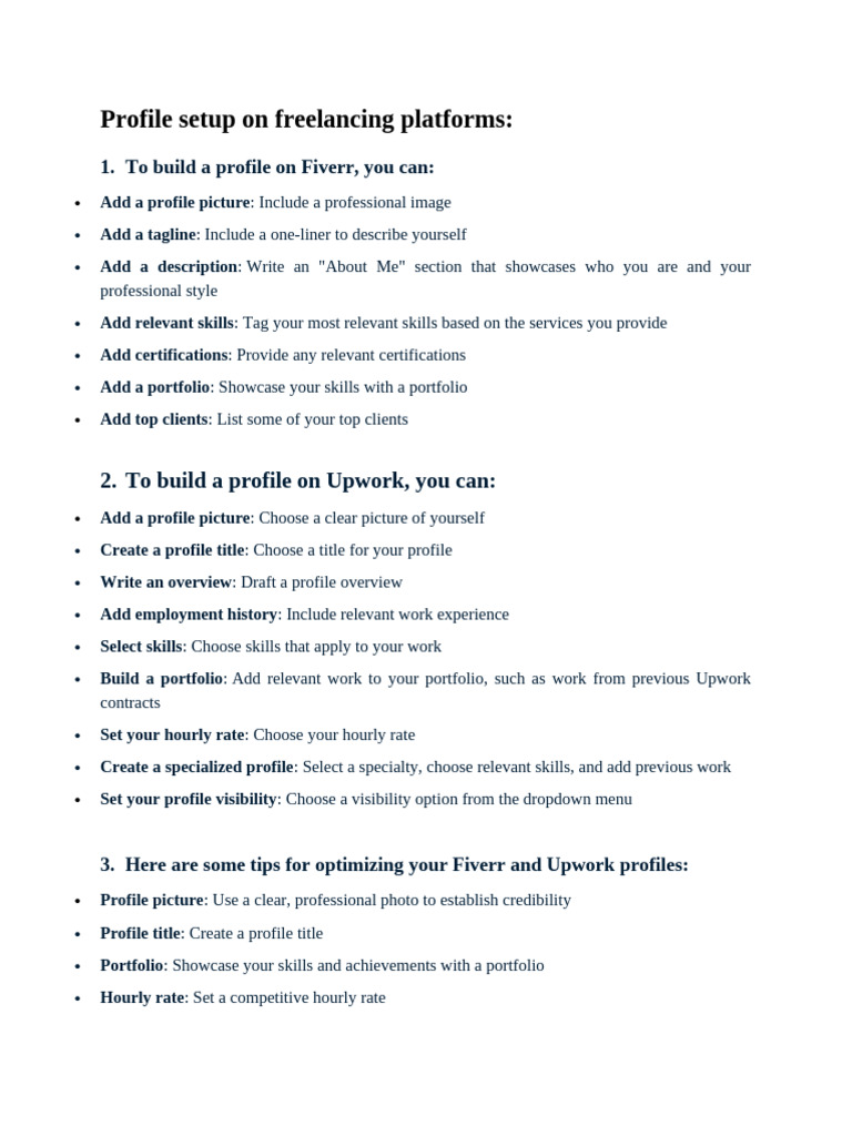 Freelance Profile Setup Guide | PDF | Freelancer | Business