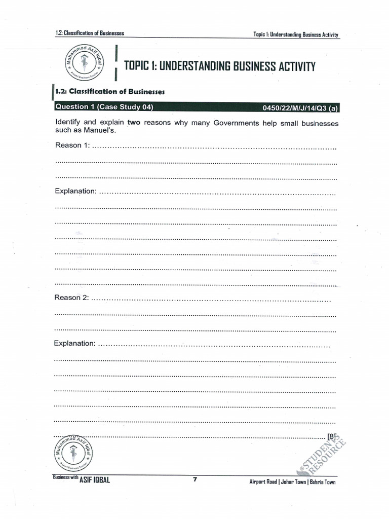 1.2 - Case Study Worksheets | PDF