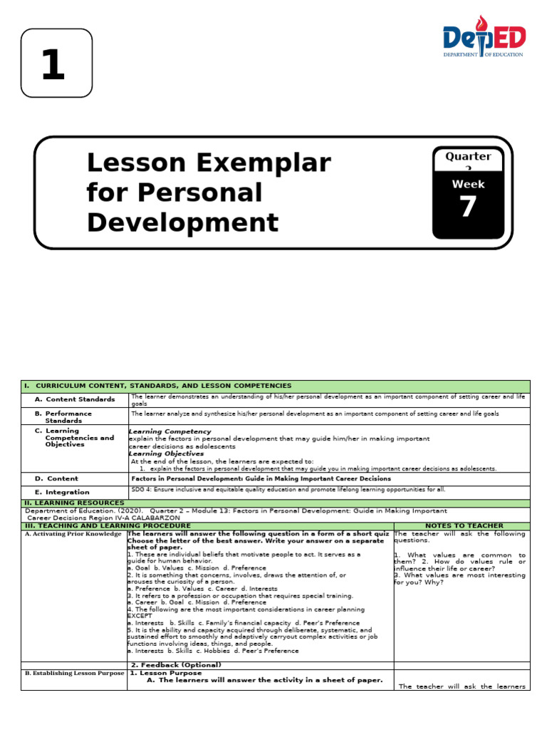 Personal Development for Career Decisions | PDF | Behavioural Sciences ...