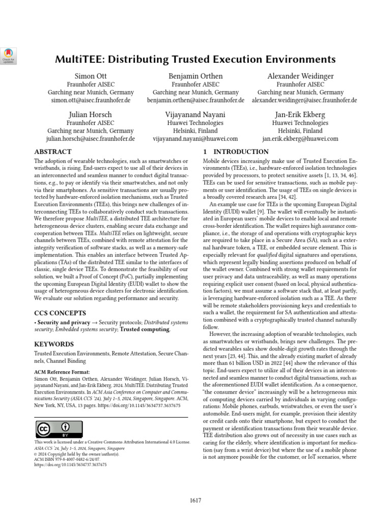 MultiTEE - Distributing Trusted Execution Environments | PDF | Booting ...