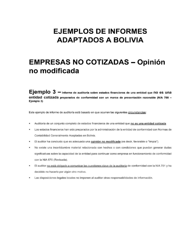 Ejemplo de Informes Adaptados A Bolivia | PDF