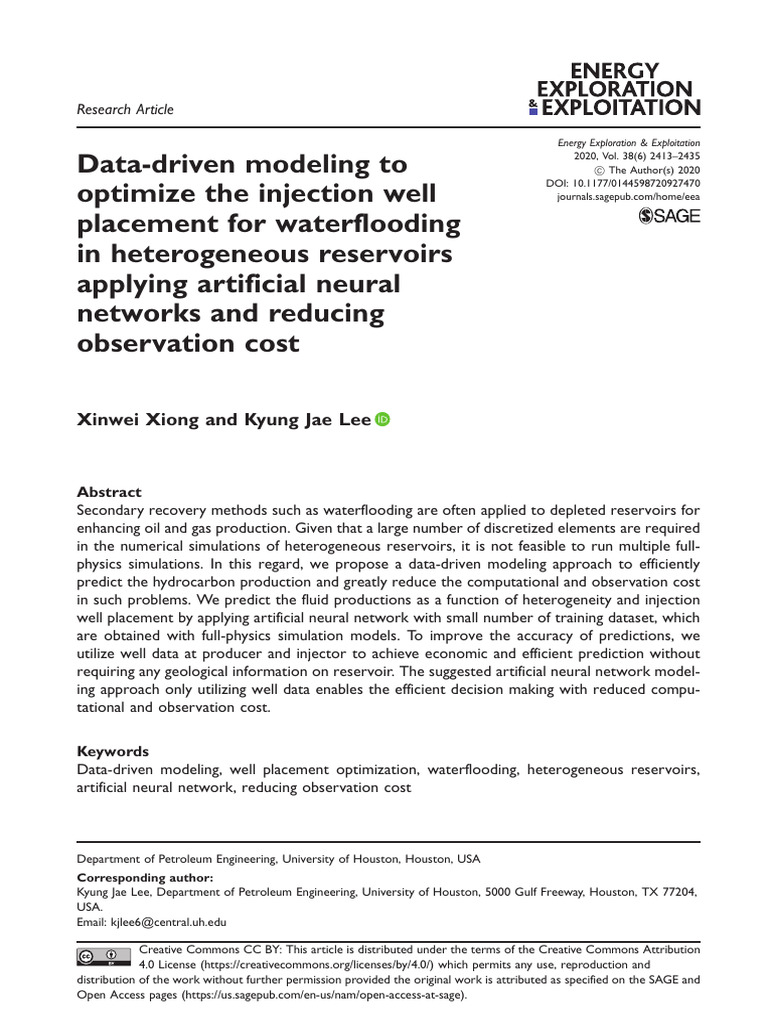 Data-Driven Modeling To Optimize The Injection Wel | PDF | Artificial ...