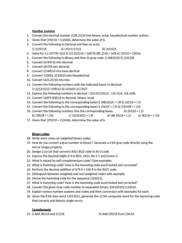 Unit 1 pdf binary coded decimal mathematical logic