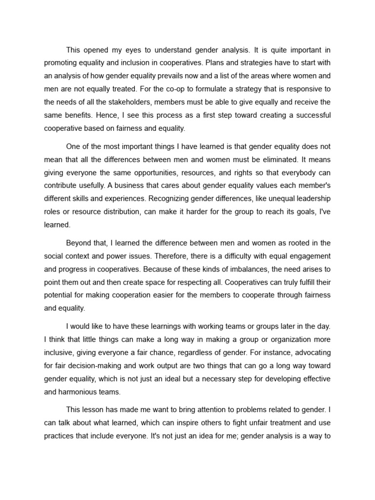 Gender Equality in Cooperatives Analysis | PDF