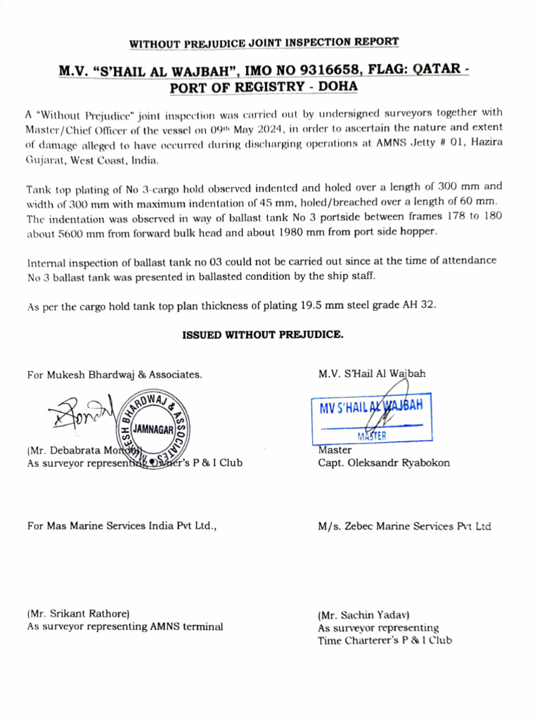 12 Joint Inspection Report - SHAIL AL WAJBAH | PDF