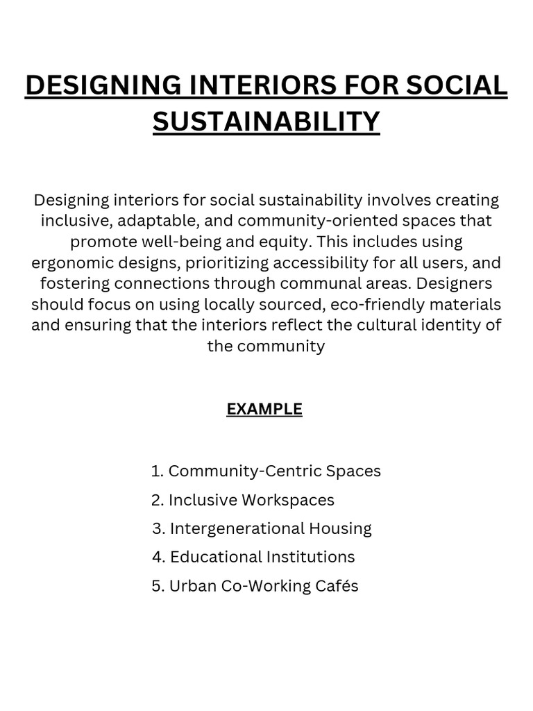 Socially Sustainable Interior Design | PDF | Sustainability | Natural ...