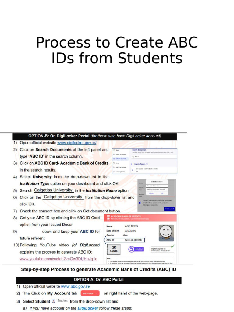 Create ABC IDs for Students Online | PDF