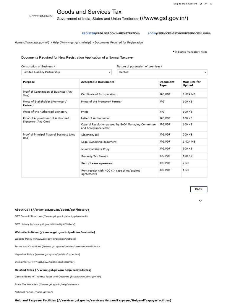 GST Registration Document Requirements | PDF | Limited Liability ...