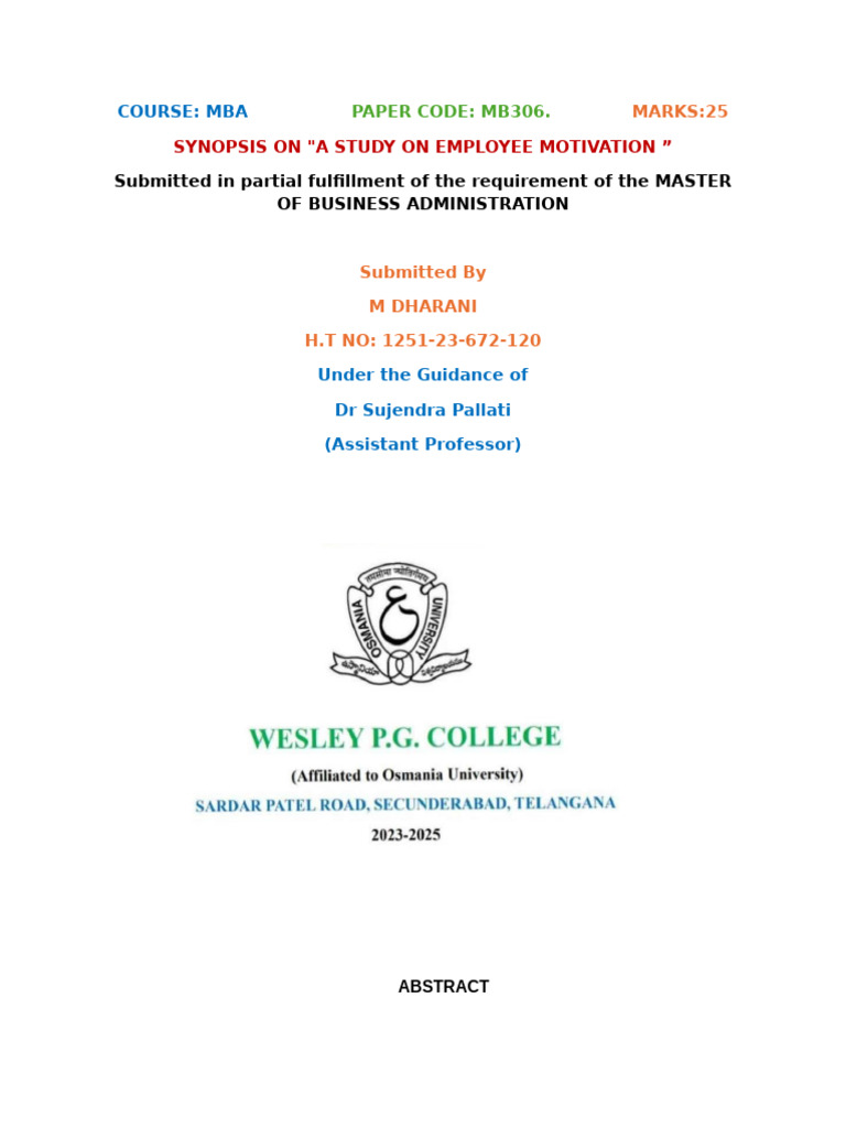 Study on Employee Motivation Factors | PDF | Motivational | Motivation