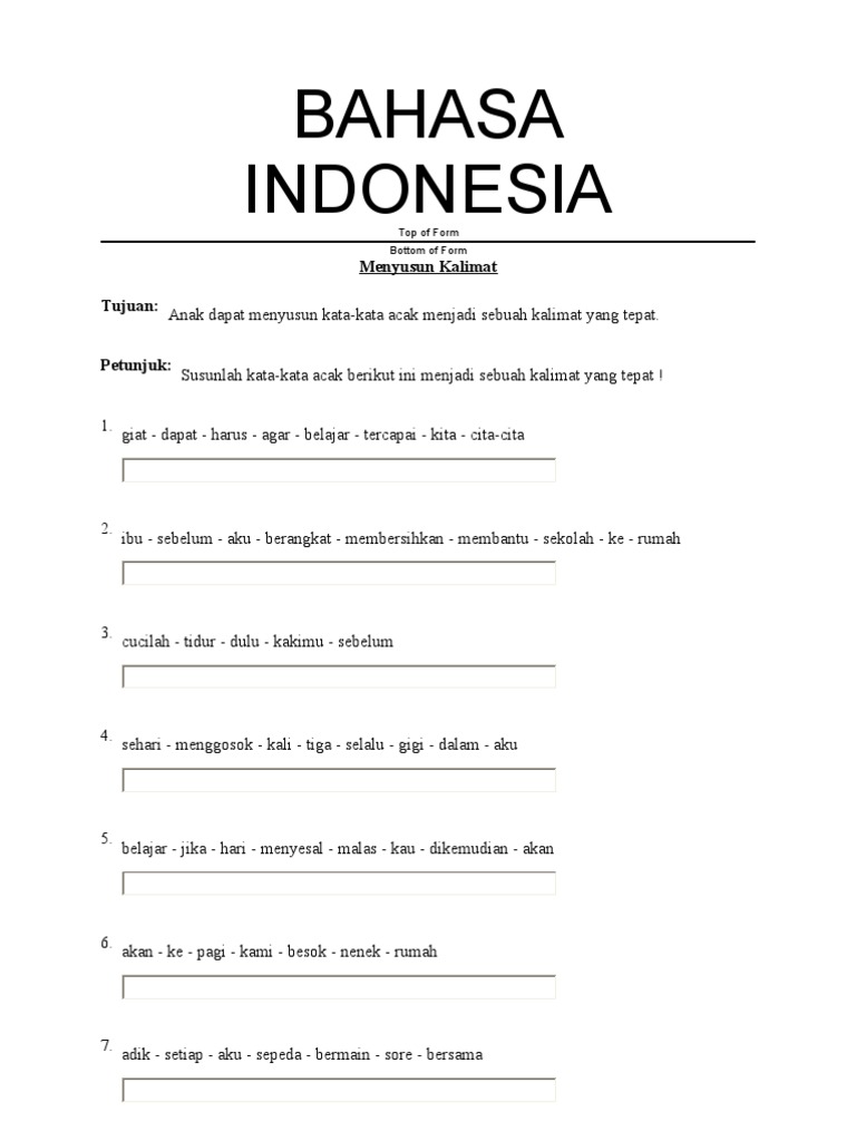 Menyusun Kalimat Acak - Baru Belajar