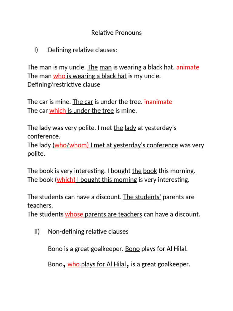 Relative Pronouns | PDF | Linguistic Morphology | Grammar
