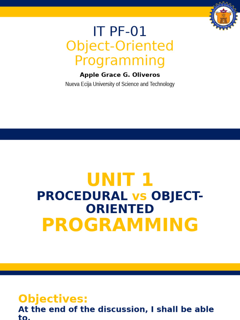 Procedural vs Object-Oriented Programming | PDF | Object Oriented ...