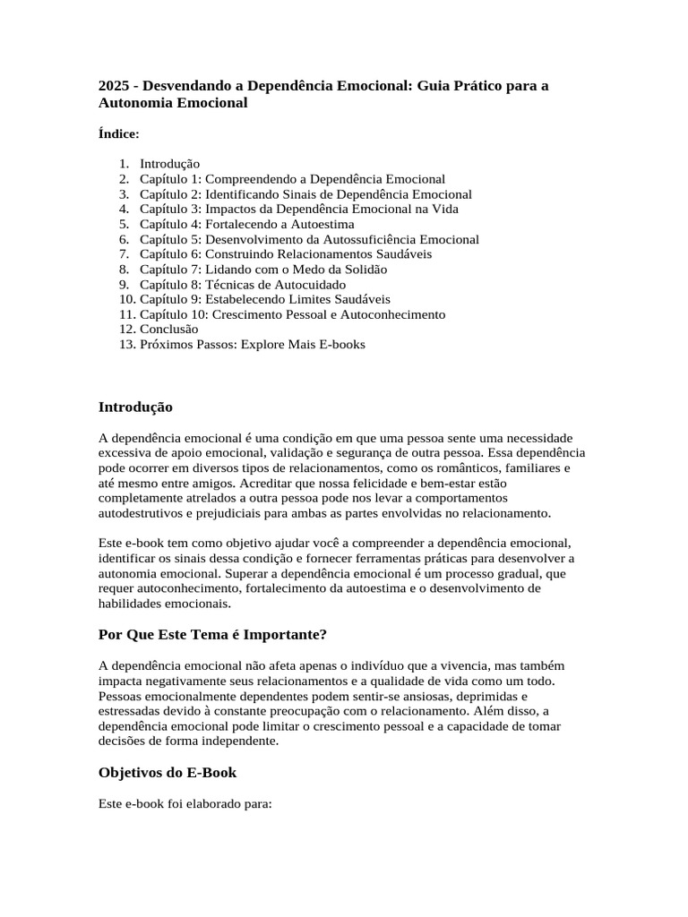 2025 Desvendando A Dependência Emocional - Guia Prático para A ...