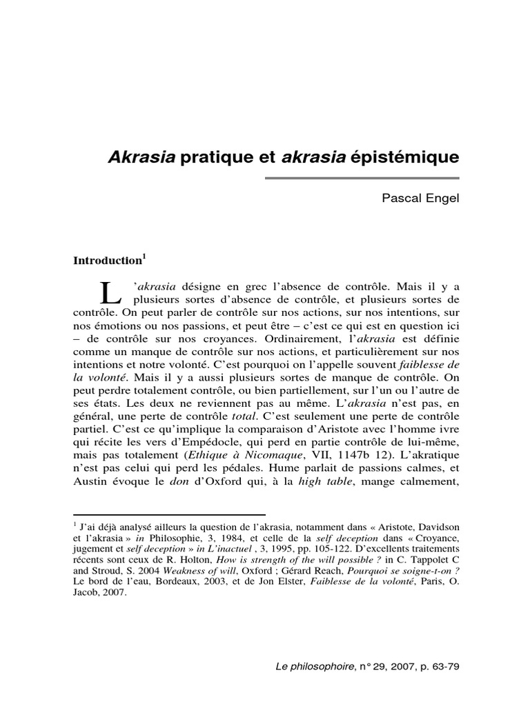 Akrasia pratique et épistémique expliquées | PDF | Vérité | Épistémologie