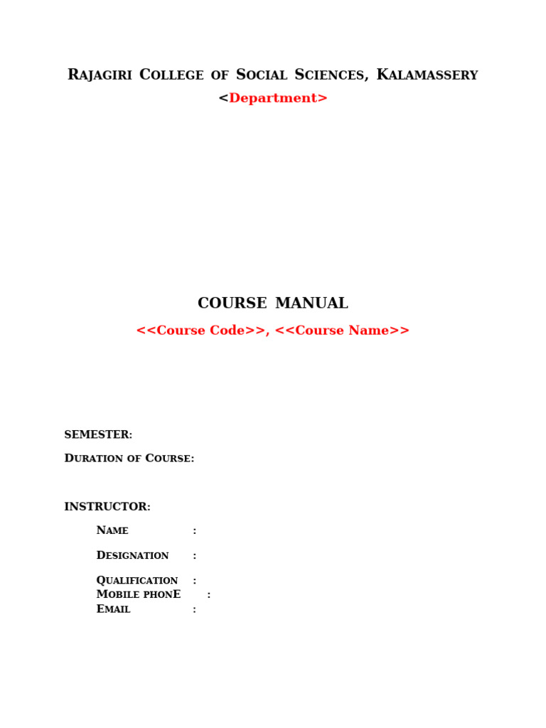 Rajagiri College Course Manual | PDF