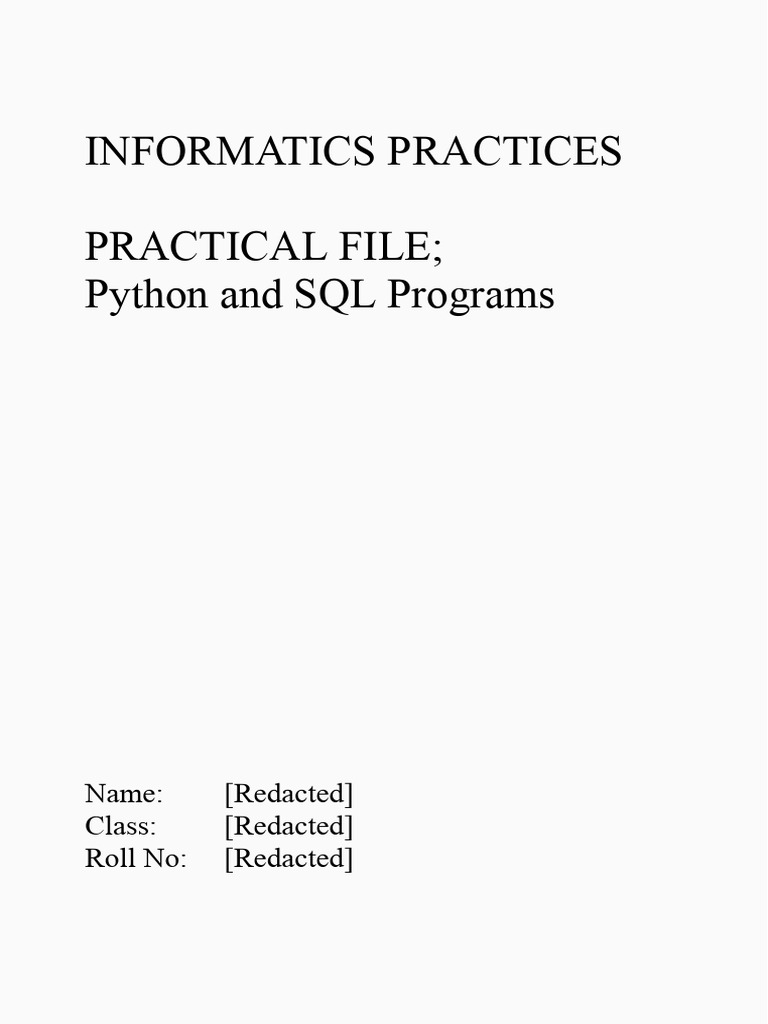 Informatics Practices, Project File Class 11 | PDF