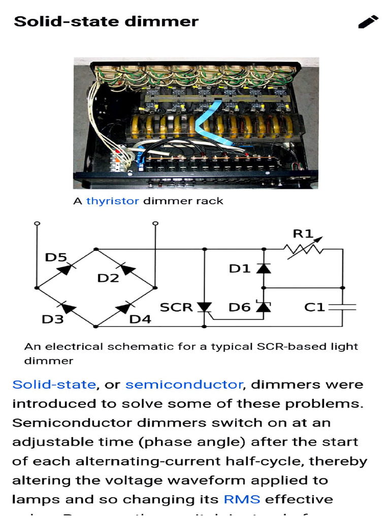 prepare light dimmer arrangement using solid state dimmer circuit ...