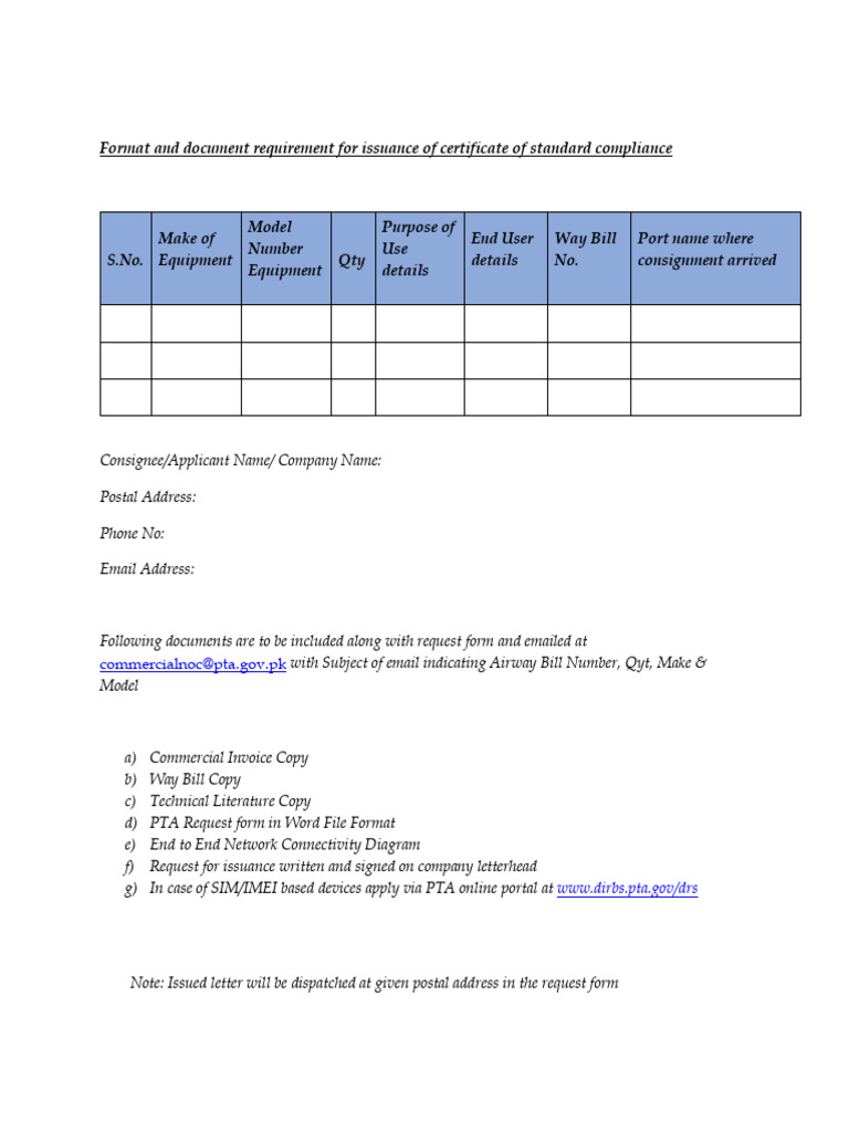 Coc Format 20jekw | PDF