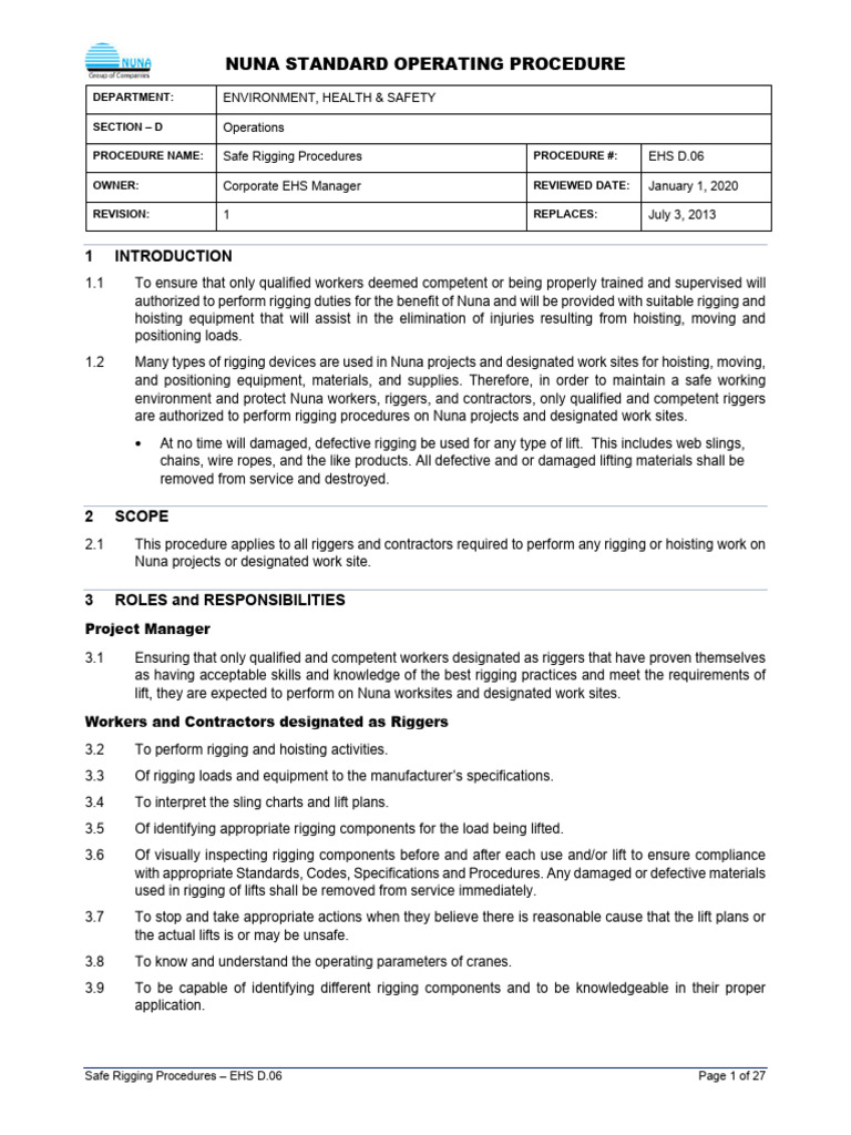 Safe Rigging Procedures for EHS D.06 | PDF | Rope | Crane (Machine)