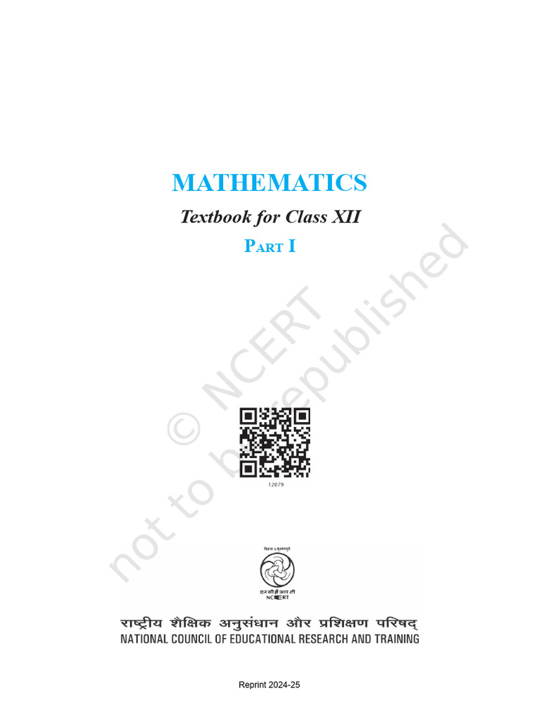 Class XII Mathematics Textbook 2024-25 | PDF | Function (Mathematics ...