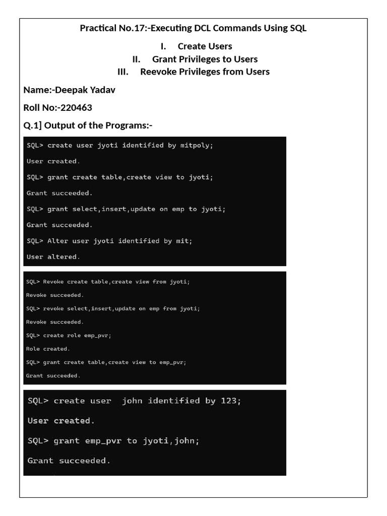Practical No 17 Dbms Pdf
