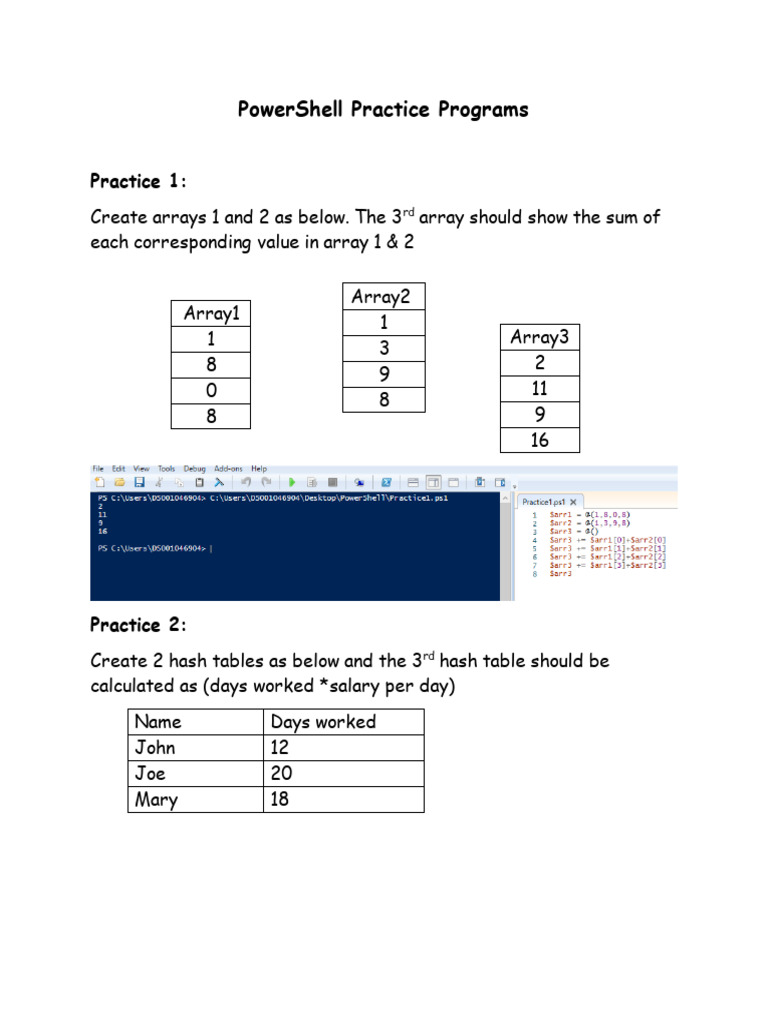 PowerShell Practice Programs | PDF | Menu (Computing) | Software