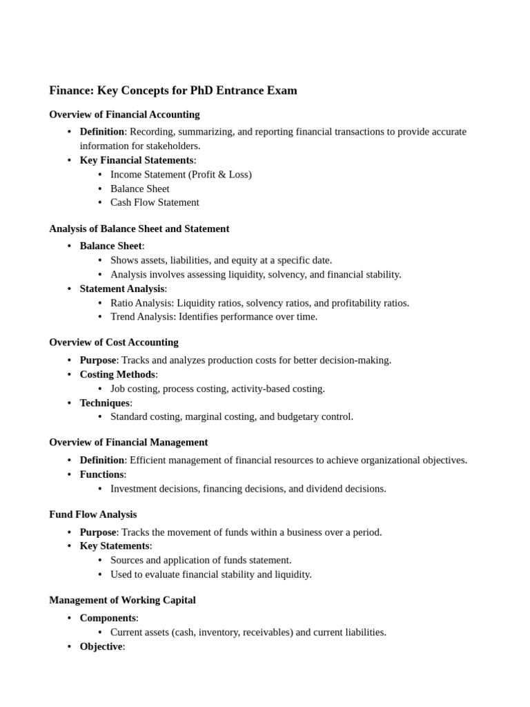PhD Finance Exam Key Concepts Guide | PDF | Cost Of Capital | Capital ...