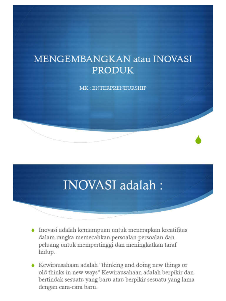 Inovasi dan Kewirausahaan: Panduan Praktis | PDF