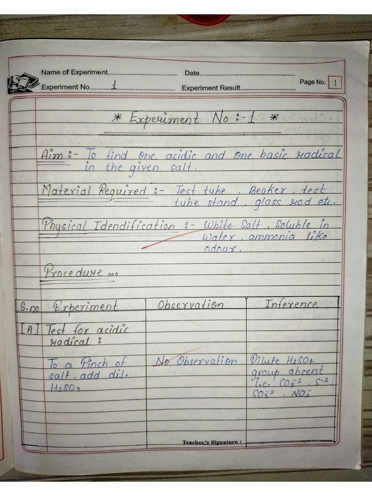 Chemistry Practical File | PDF