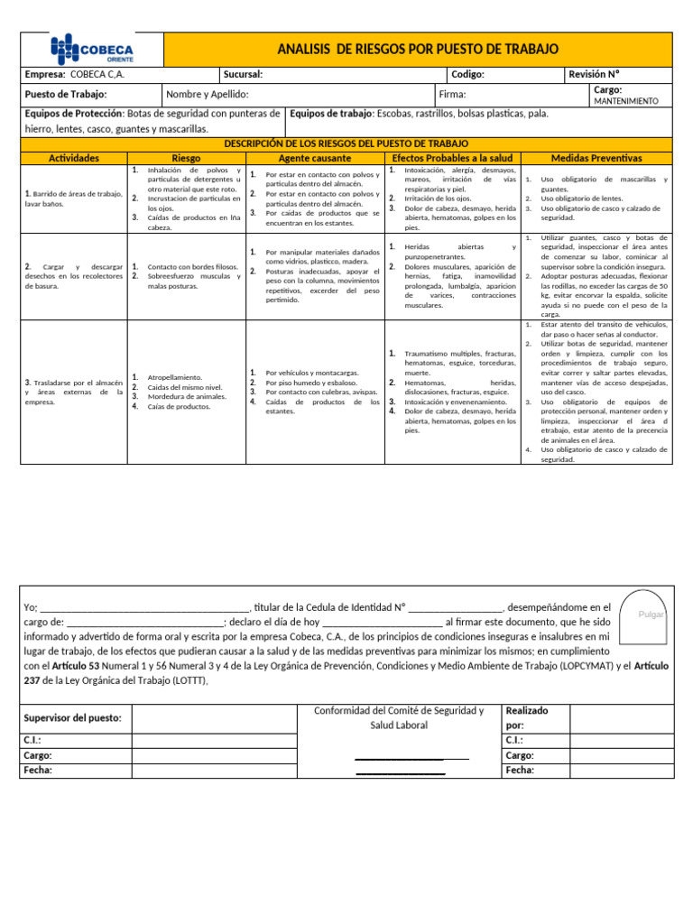 Analisis Riesgo Modelo Pdf