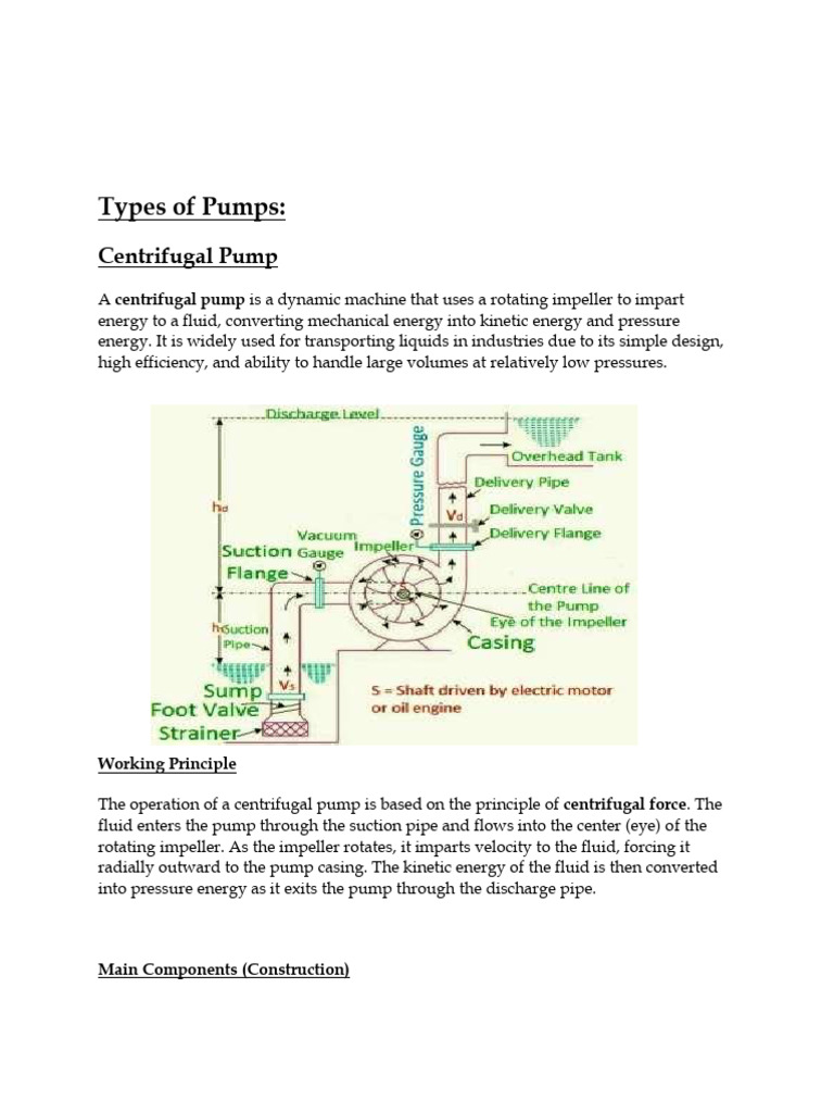 Types and Principles of Pumps Explained | PDF | Pump | Fluid Dynamics