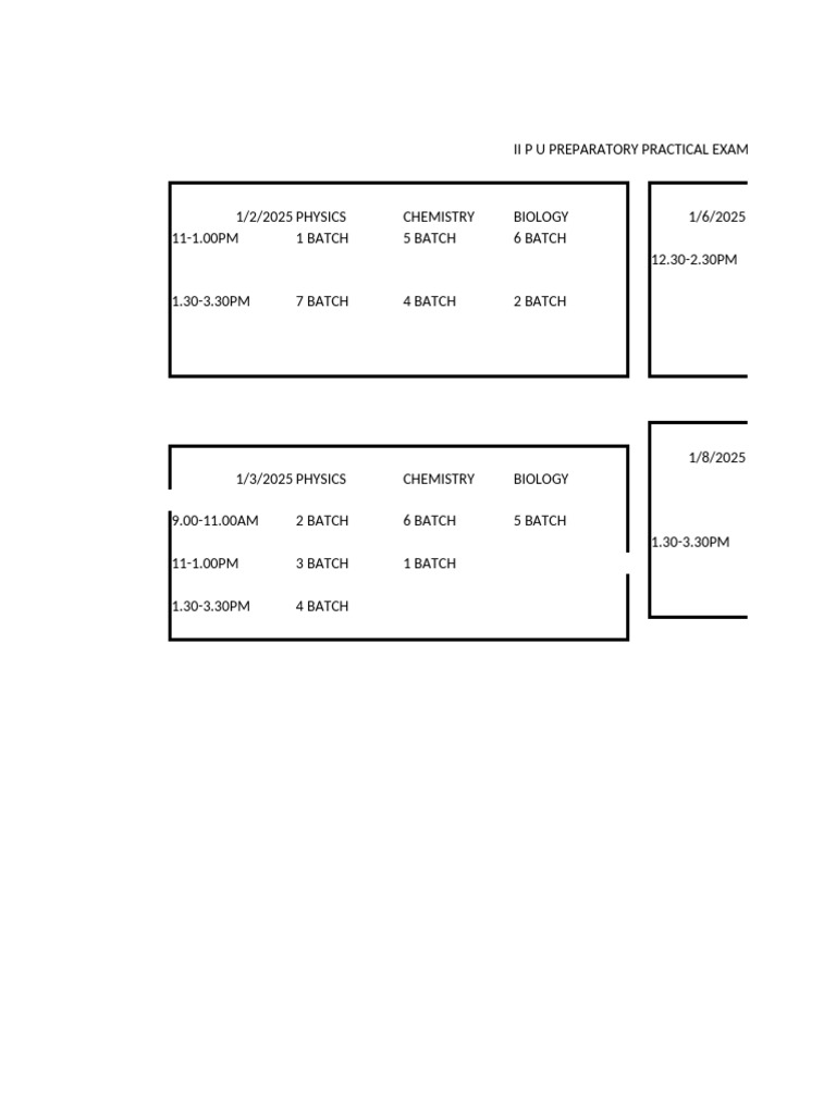 PU Practical Exam Schedule 2025 | PDF