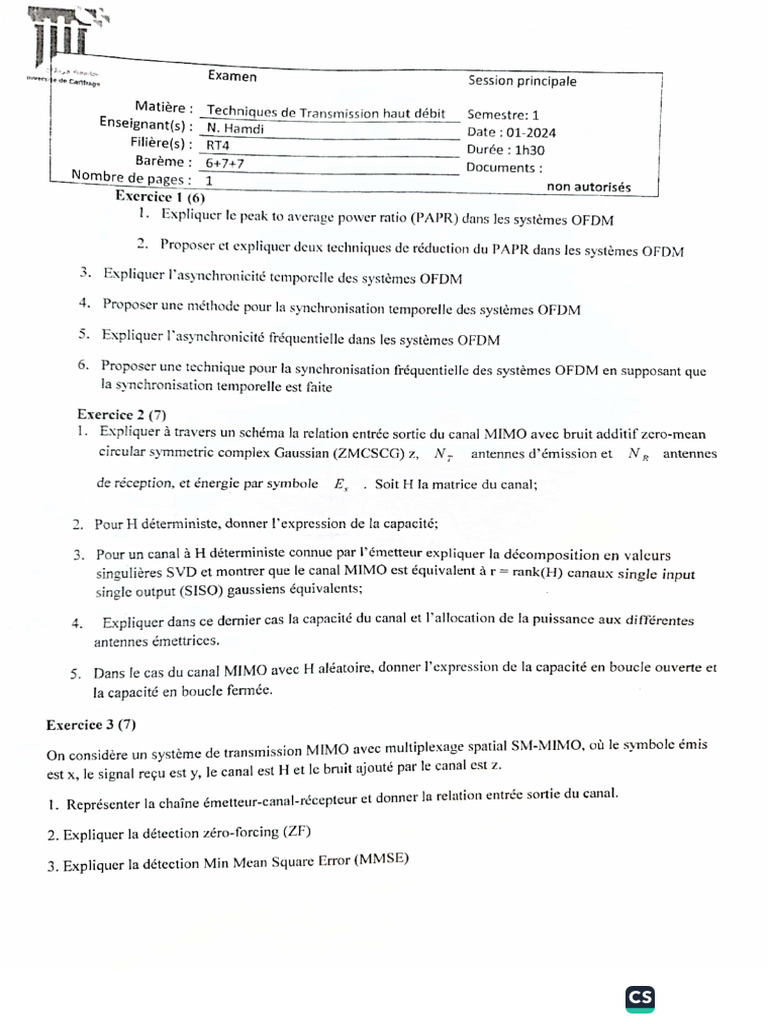 Exams RT4 2023-2024 | PDF