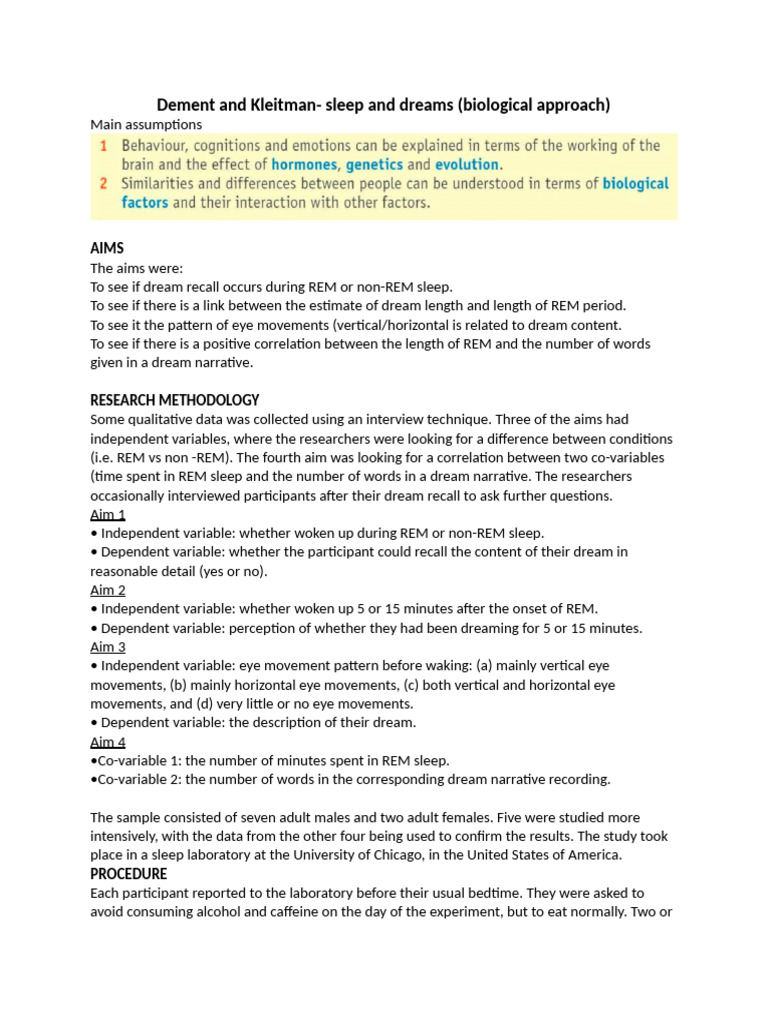 REM Sleep and Dream Recall Study | PDF | Sleep | Rapid Eye Movement Sleep