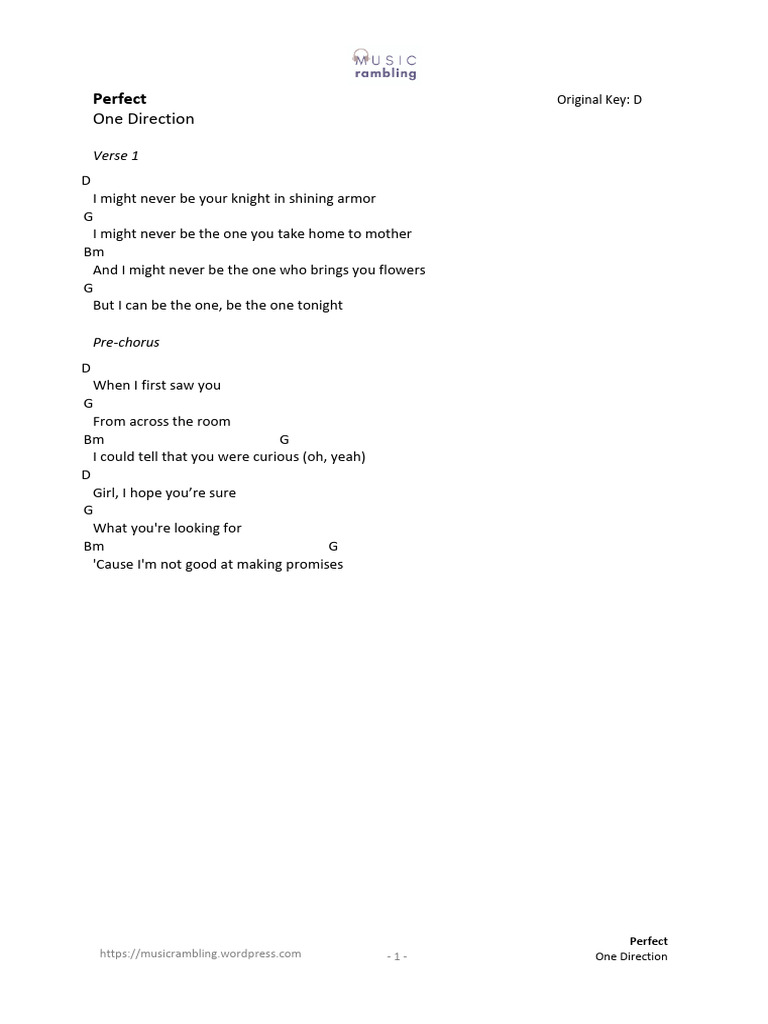Perfect by One Direction Chords | PDF | One Direction | Song Structure