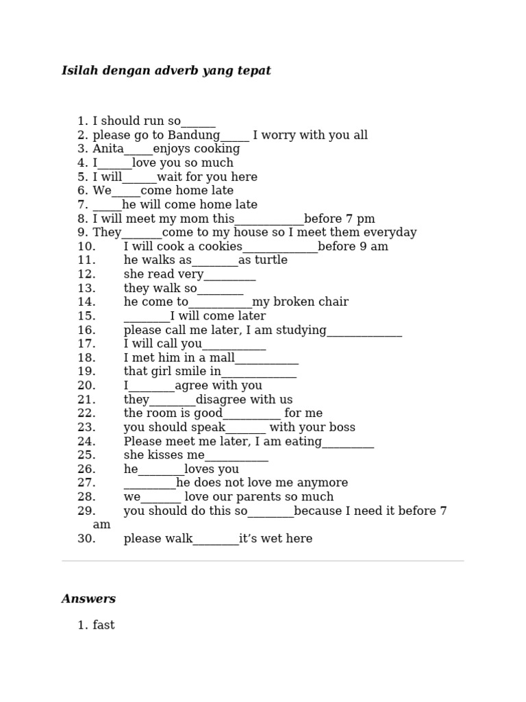 Soal adverb | PDF | Linguistic Typology | Grammar