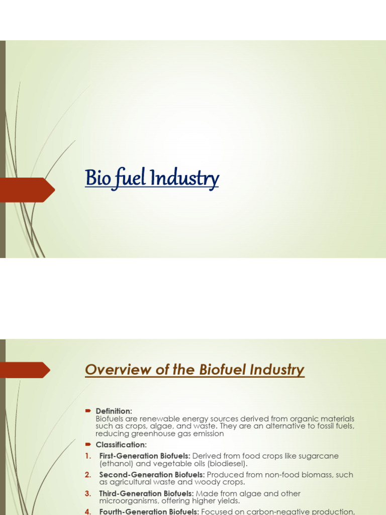 Biofuel Industry Overview and Trends | PDF | Biofuel | Algae Fuel