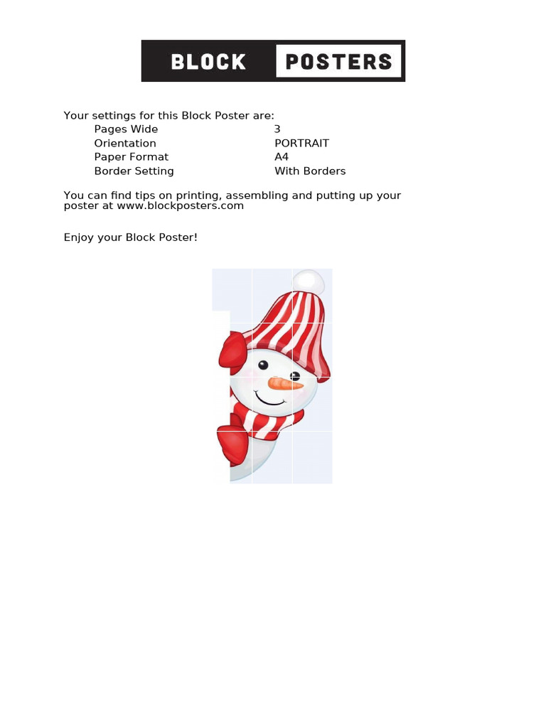A4 Portrait Block Poster Settings | PDF