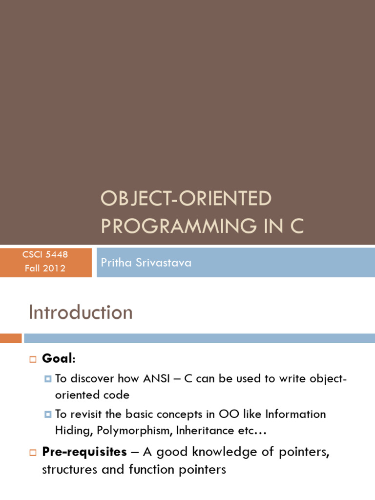 Object-Oriented Programming in C | PDF | Inheritance (Object Oriented ...