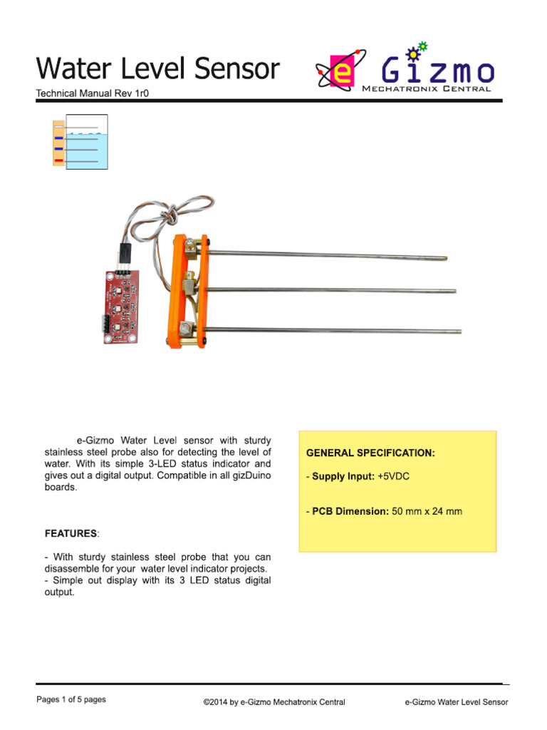 Water Level Sensor Technical Manual | PDF