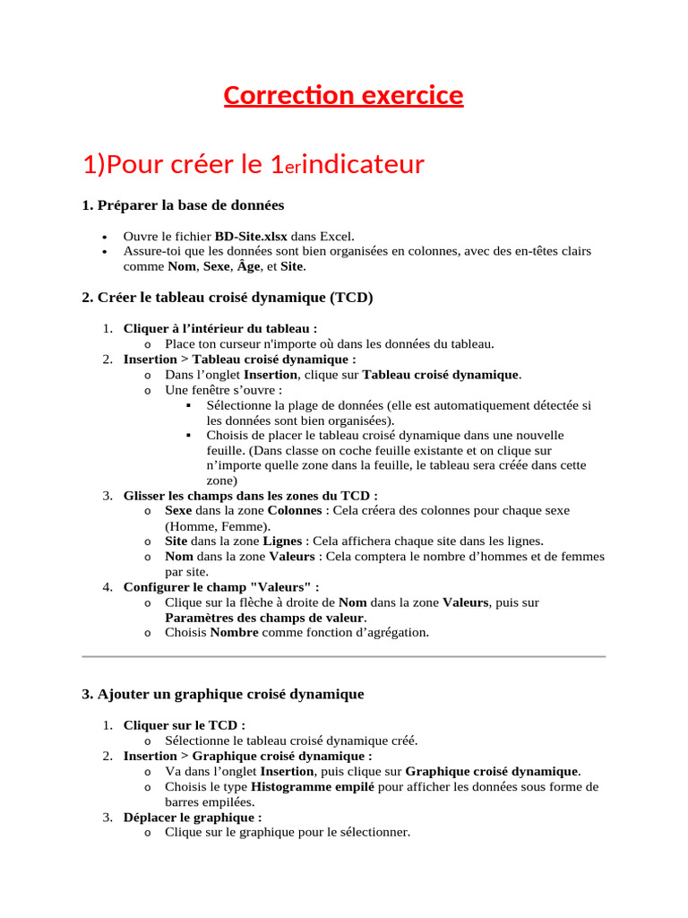 Exercice corrigé sur TCD Excel | PDF | Informatique