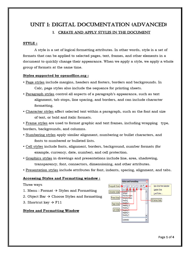 unit-1-s1-styles-2 | PDF | Paragraph | Double Click